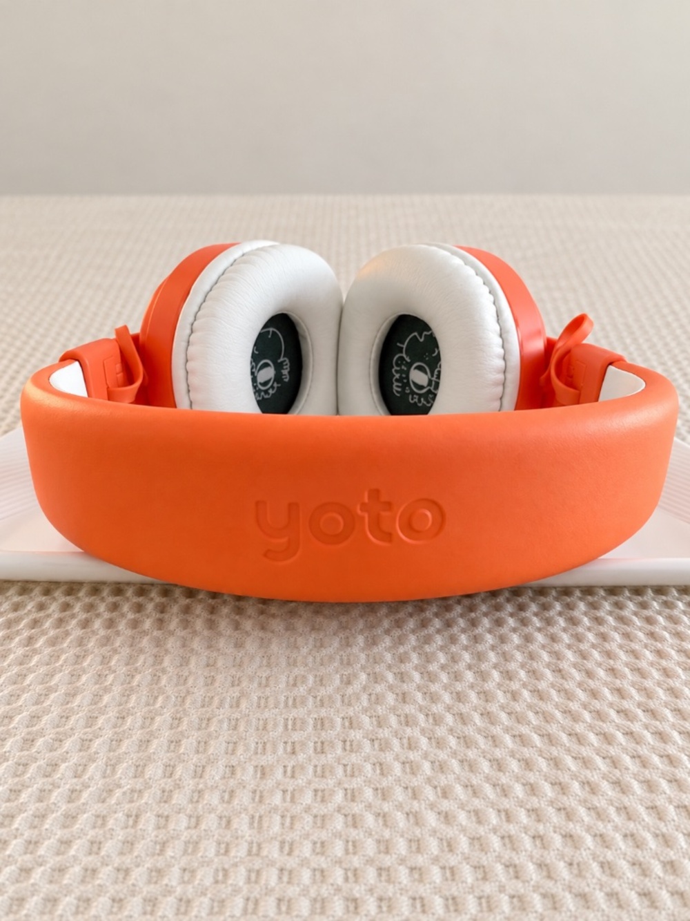 Yoto Kids Wired Headphones Orange White with Braided Cable
